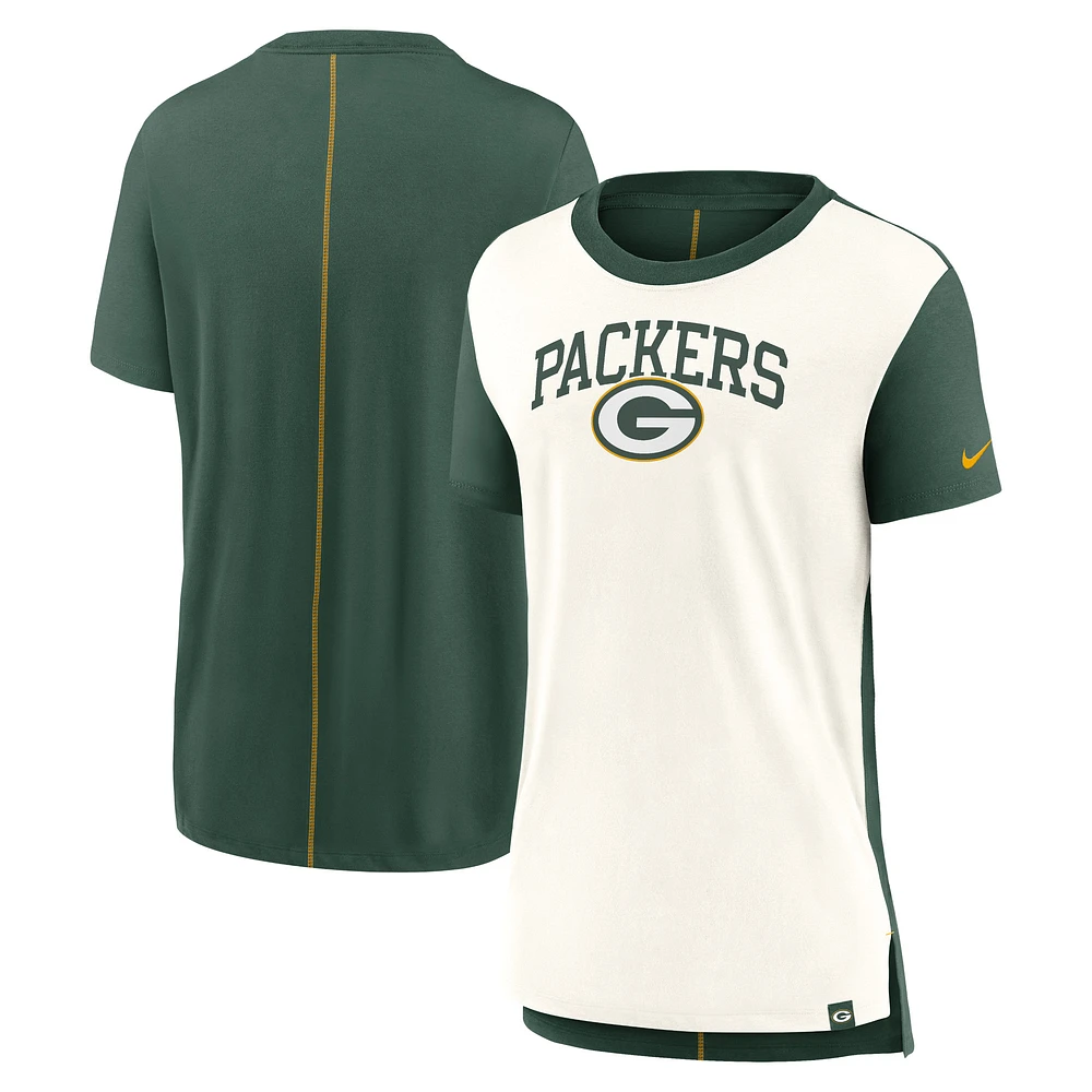 Women's Nike Cream/Green Green Bay Packers Wordmark Tri-Blend T-Shirt