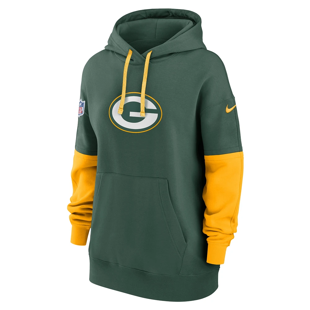 Women's Nike Green Bay Packers 2024 Sideline Essential Fleece Pullover Hoodie
