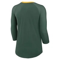 Women's Nike Green Bay Packers Raglan 3/4 Sleeve T-Shirt