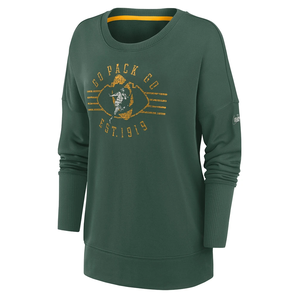 Women's Nike Green Bay Packers Rewind Playback Icon Performance Pullover Sweatshirt