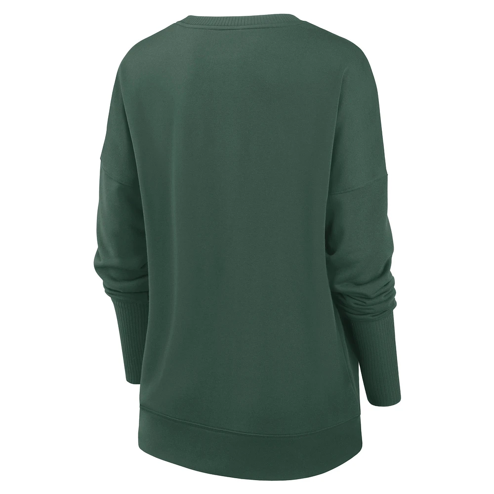 Women's Nike Green Bay Packers Rewind Playback Icon Performance Pullover Sweatshirt
