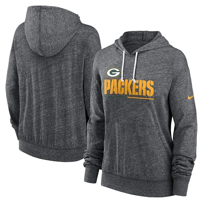 Sweat à capuche léger Nike Heather Charcoal Green Bay Packers pour femme Team Spirit Gym Vintage