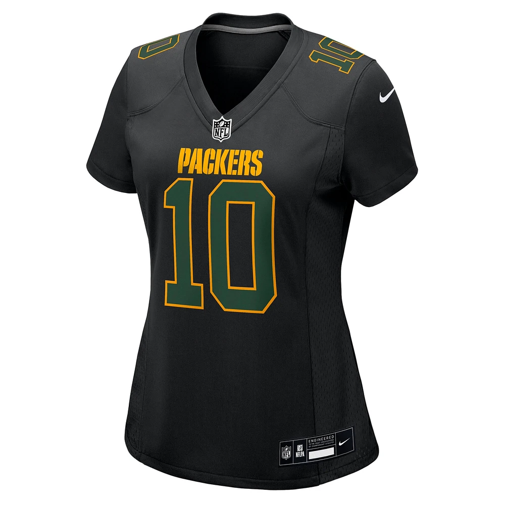 Women's Nike Jordan Love Black Green Bay Packers Fashion Game Jersey