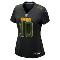 Women's Nike Jordan Love Black Green Bay Packers Fashion Game Jersey