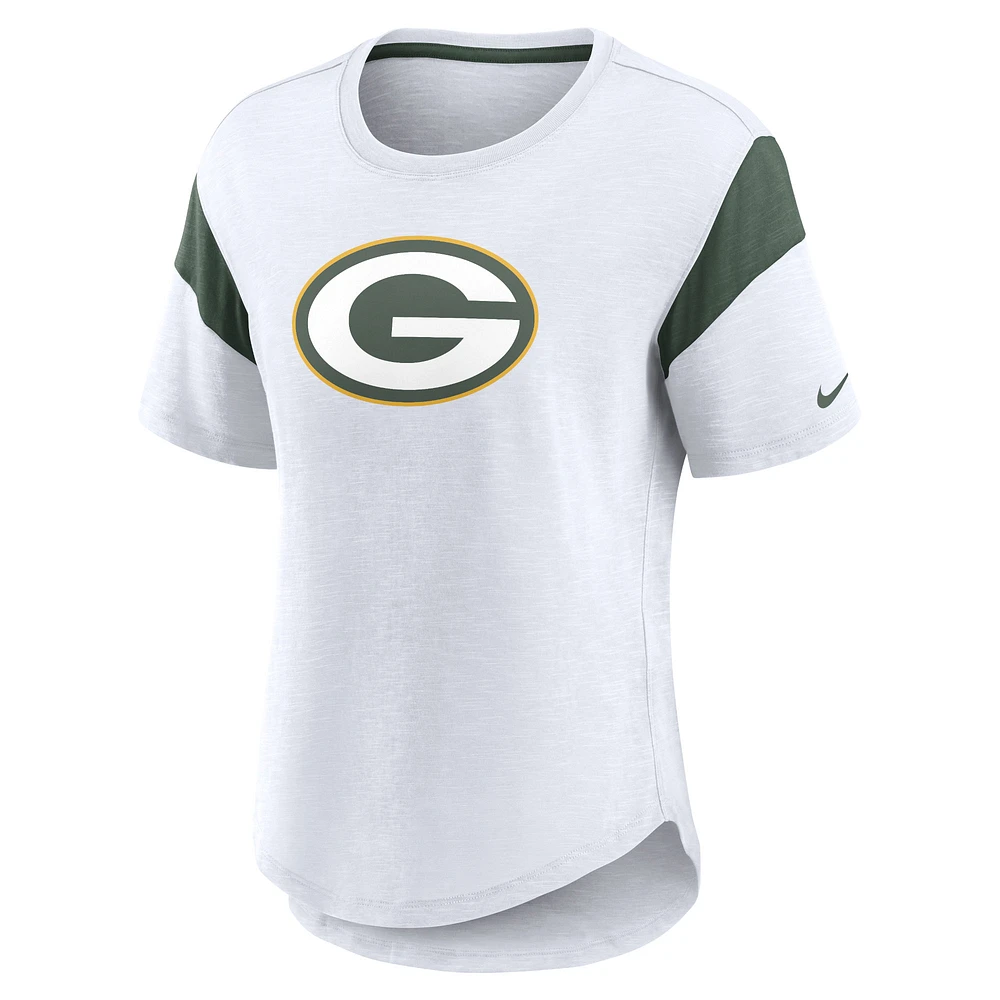 Women's Nike White Green Bay Packers Fashion T-Shirt