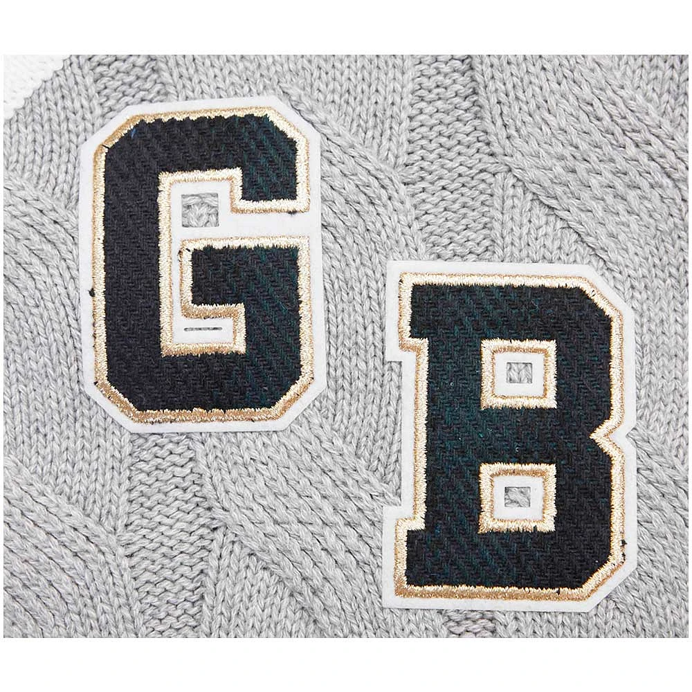 Women's Pro Standard  Heather Gray Green Bay Packers Prep V-Neck Pullover Sweater