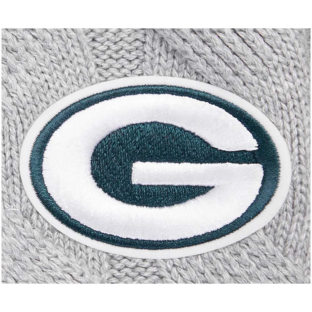 Women's Pro Standard  Heather Gray Green Bay Packers Prep V-Neck Pullover Sweater