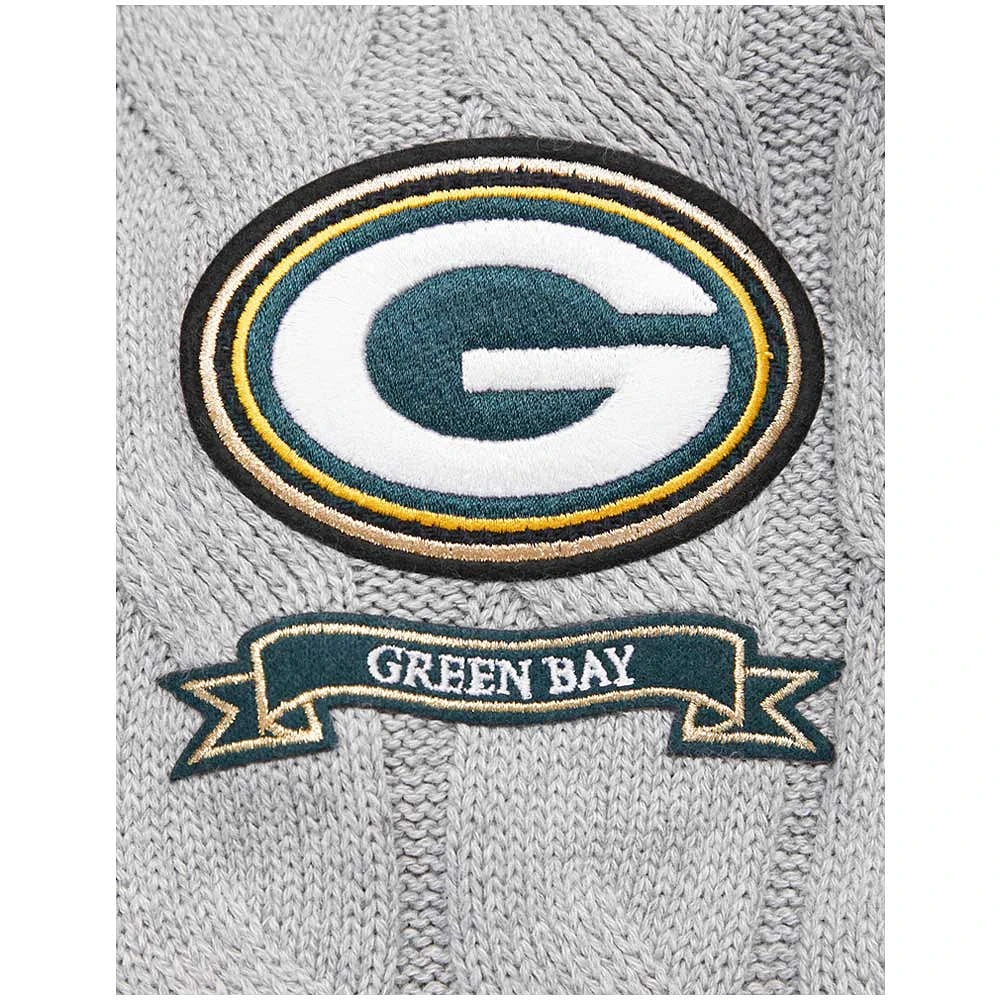 Women's Pro Standard  Heather Gray Green Bay Packers Prep V-Neck Pullover Sweater