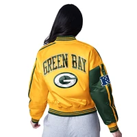 Women's Starter Gold/Green Green Bay Packers Cropped Full-Snap Jacket