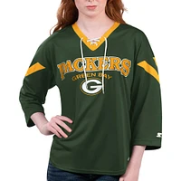 T-shirt à manches 3/4 lacets pour femme Starter Green Bay Packers Rally