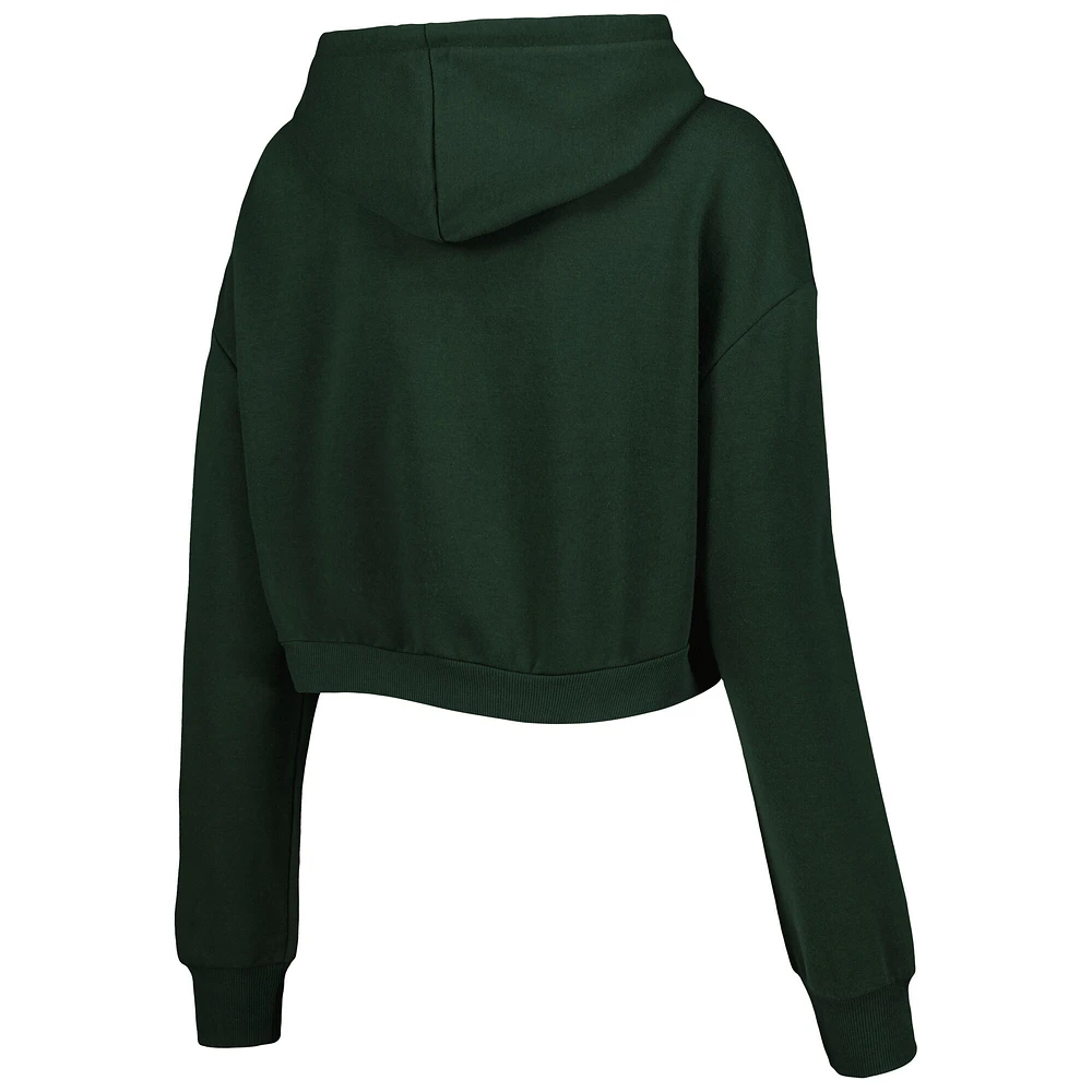 Women's The Wild Collective Green Bay Packers Cropped Pullover Hoodie