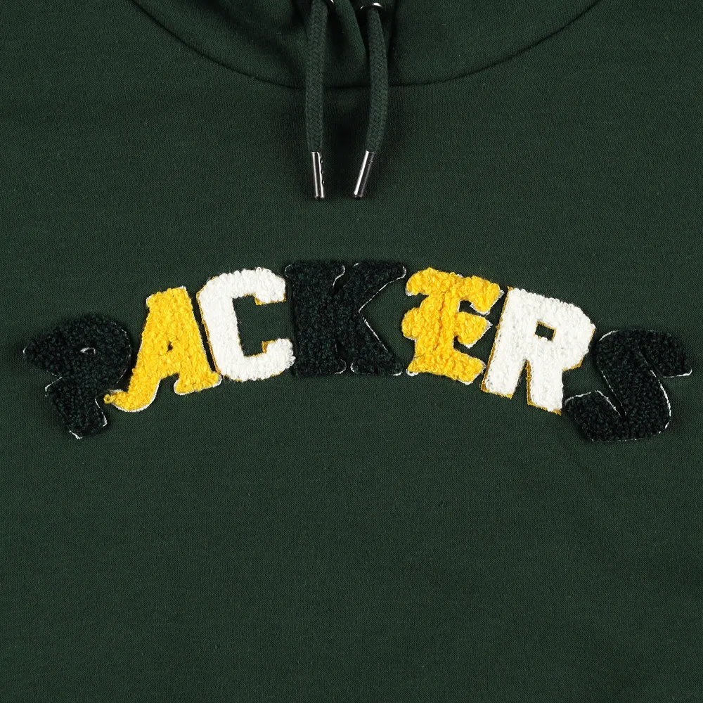 Women's The Wild Collective Green Bay Packers Cropped Pullover Hoodie