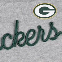 Touch Heather Grey/Green Green Bay Packers Outfield Deep V-Back Waist Length Pullover Sweatshirt pour femme
