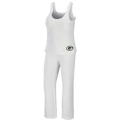 Women's WEAR by Erin Andrews Crème Green Bay Packers Plus Cosy Scoop Neck Tank Top & Pants Set