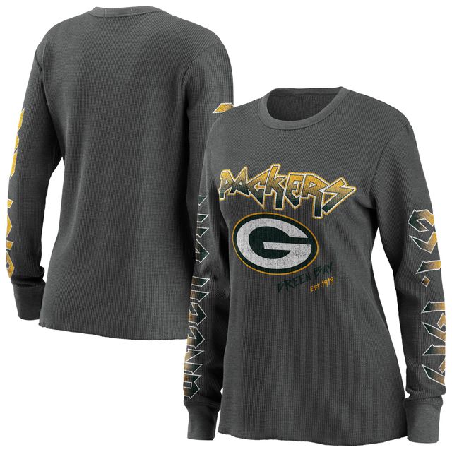 WEAR by Erin Andrews Grey Green Bay Packers pour femmes - Haut thermique à manches longues