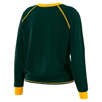 Haut à manches longues noué sur le devant vert/doré pour femme WEAR by Erin Andrews de Green Bay Packers, grande taille
