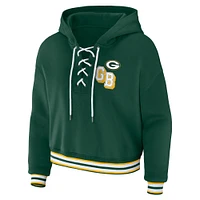 Women's WEAR by Erin Andrews Green Bay Packers Lace-Up Pullover Hoodie