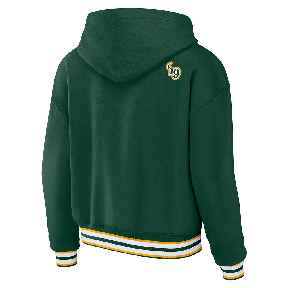 Women's WEAR by Erin Andrews Green Bay Packers Lace-Up Pullover Hoodie