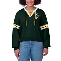 Women's WEAR by Erin Andrews Green Bay Packers Lace-Up Pullover Sweatshirt