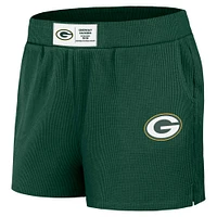 Women's WEAR by Erin Andrews Green Bay Packers Waffle Knit Long Sleeve T-Shirt & Shorts Lounge Set