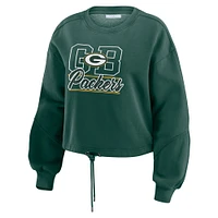 Women's WEAR by Erin Andrews Green Bay Packers Washed Fleece Long Sleeve T-Shirt & Shorts Lounge Set