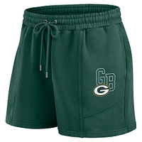 Women's WEAR by Erin Andrews Green Bay Packers Washed Fleece Long Sleeve T-Shirt & Shorts Lounge Set