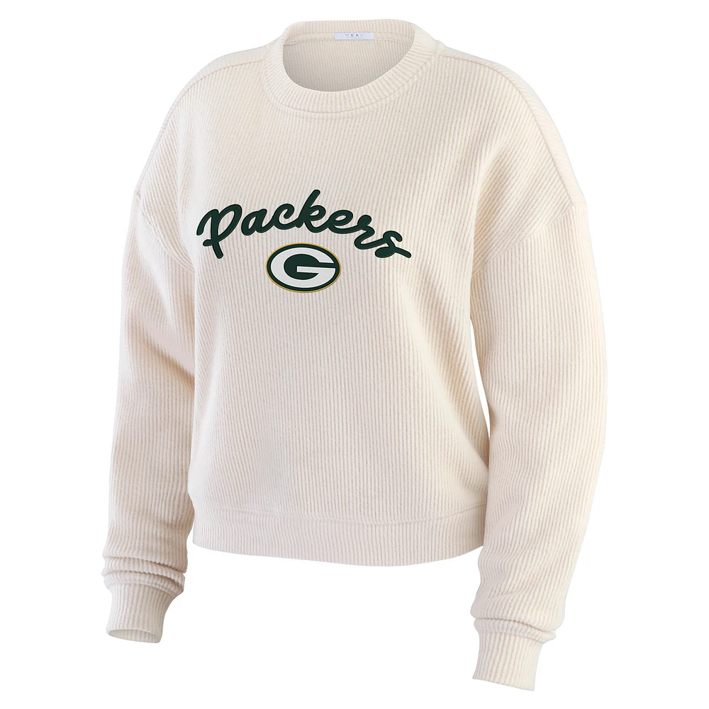 Women's WEAR by Erin Andrews  Oatmeal Green Bay Packers Plus Rib-Knit Long Sleeve T-Shirt & Pants Lounge Set