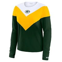 T-shirt à manches longues chevrons tri-blend blanc grande taille pour femme WEAR by Erin Andrews des Green Bay Packers