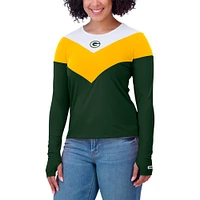 T-shirt à manches longues chevrons tri-blend blanc grande taille pour femme WEAR by Erin Andrews des Green Bay Packers