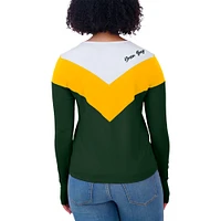 T-shirt à manches longues chevrons tri-blend blanc grande taille pour femme WEAR by Erin Andrews des Green Bay Packers