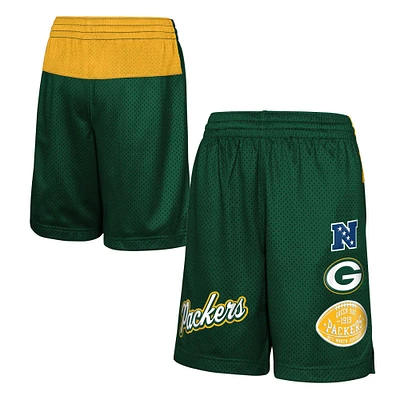 Short color-block vert pour jeunes Green Bay Packers Game Time