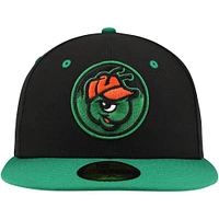 Men's New Era Black Greensboro Grasshoppers Authentic Collection 59FIFTY Fitted Hat