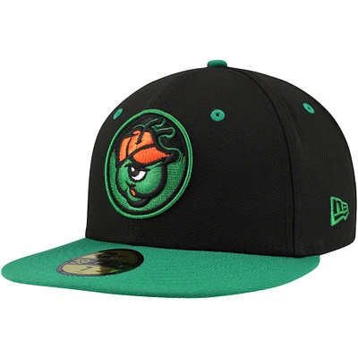 Men's New Era Black Greensboro Grasshoppers Authentic Collection 59FIFTY Fitted Hat