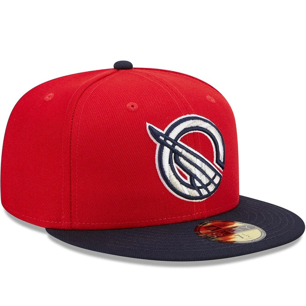 Men's New Era Red/Navy Greenville Drive Marvel x Minor League 59FIFTY Fitted Hat