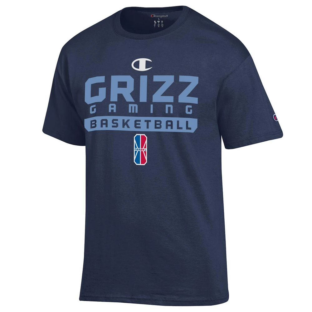 T-shirt unisexe Champion Navy Grizz Gaming On-Court 2K League Authentic Practice