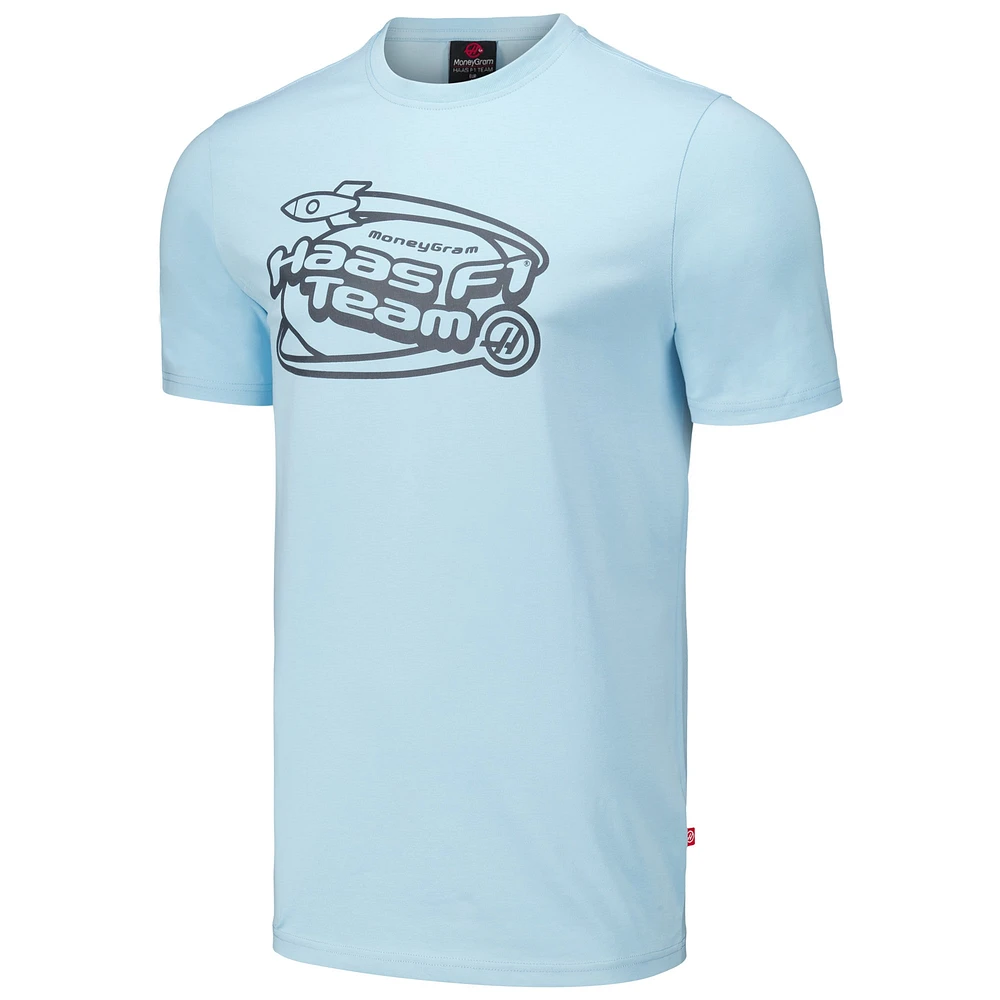 T-shirt bleu clair Haas F1 Team Rocket Ship pour hommes