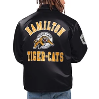 Blouson d'entraîneurs à bouton-pression complet Starter noir des Tiger-Cats de Hamilton pour hommes