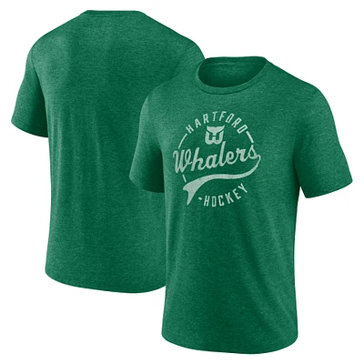 T-shirt tri-mélange vintage de hockey en détresse pour hommes Fanatics Heather Green Hartford Whalers
