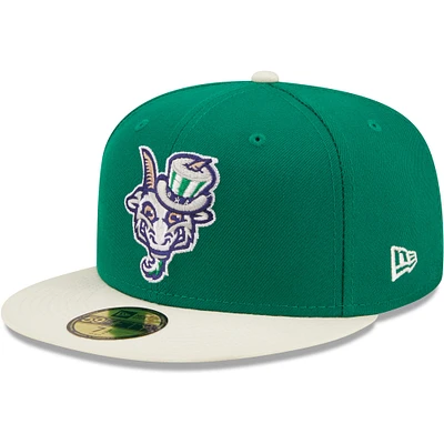 Casquette ajustée 59FIFTY Hartford Yard Goats New Era pour homme avec logo alternatif 3 Authentic Collection verte
