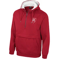 Men's Colosseum Crimson Harvard Team Half-Zip Pullover Hoodie