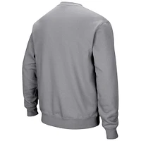 Men's Colosseum Gray Harvard Crimson Team Arch & Logo Tackle Twill Pullover Sweatshirt