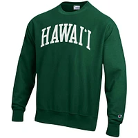 Men's Champion Green Hawaii Warriors Arch Reverse Weave Pullover Sweatshirt
