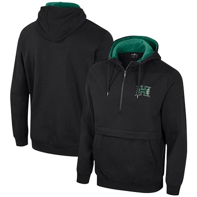 Sweat à capuche demi-zip Colosseum pour hommes, noir, Hawaii Rainbow Warriors Team