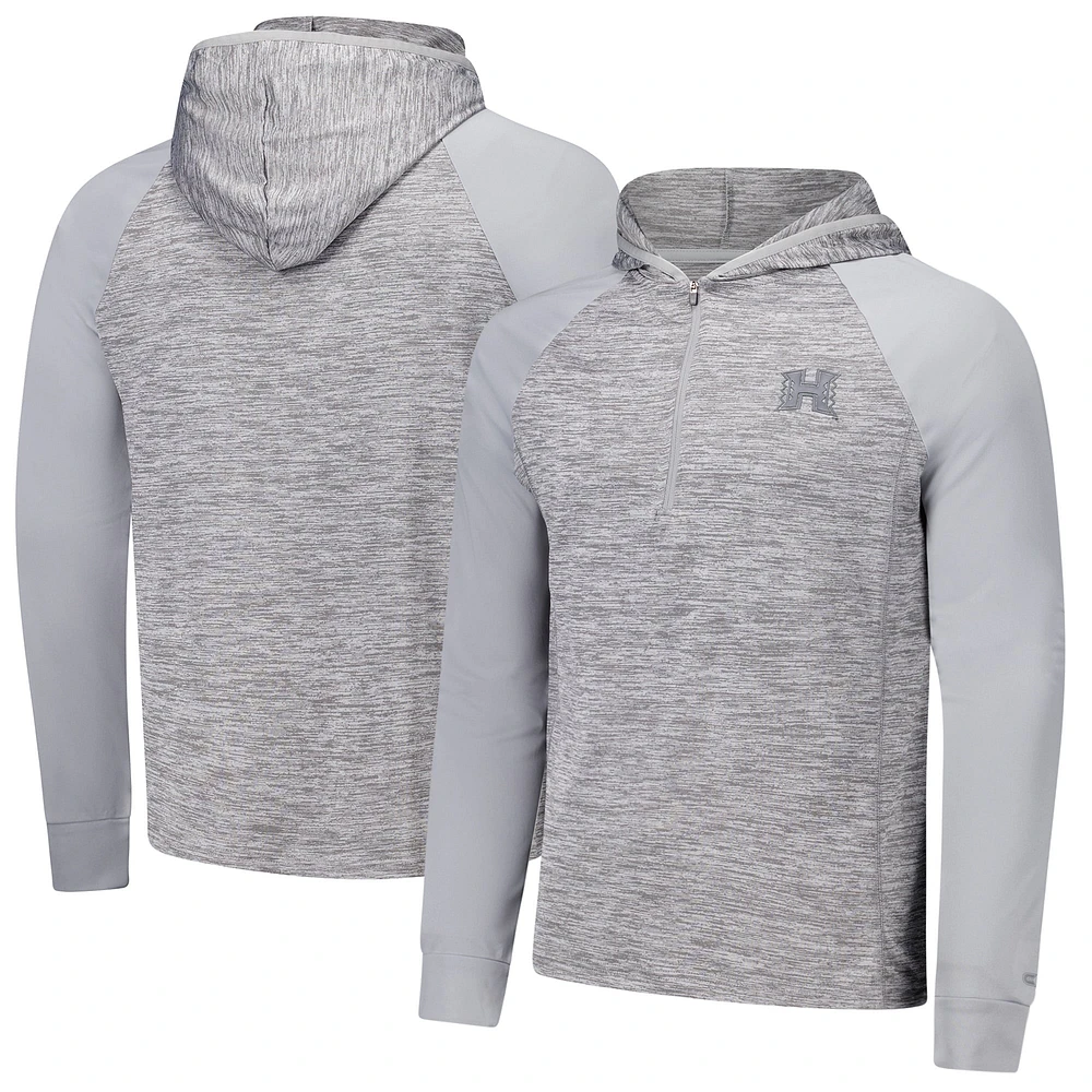 Haut à capuche cybernétique quart de zip et manches raglan pour homme, motif Rainbow Warriors, gris, Colosseum