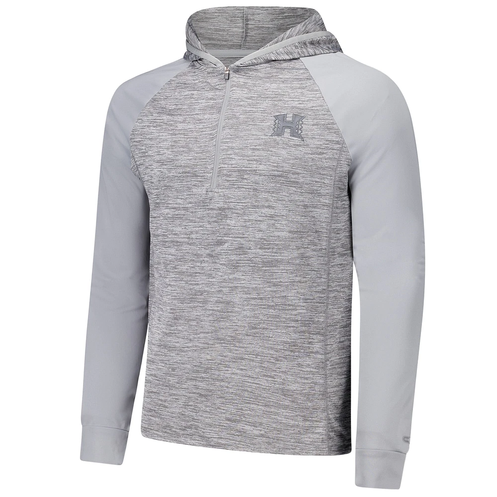 Haut à capuche cybernétique quart de zip et manches raglan pour homme, motif Rainbow Warriors, gris, Colosseum