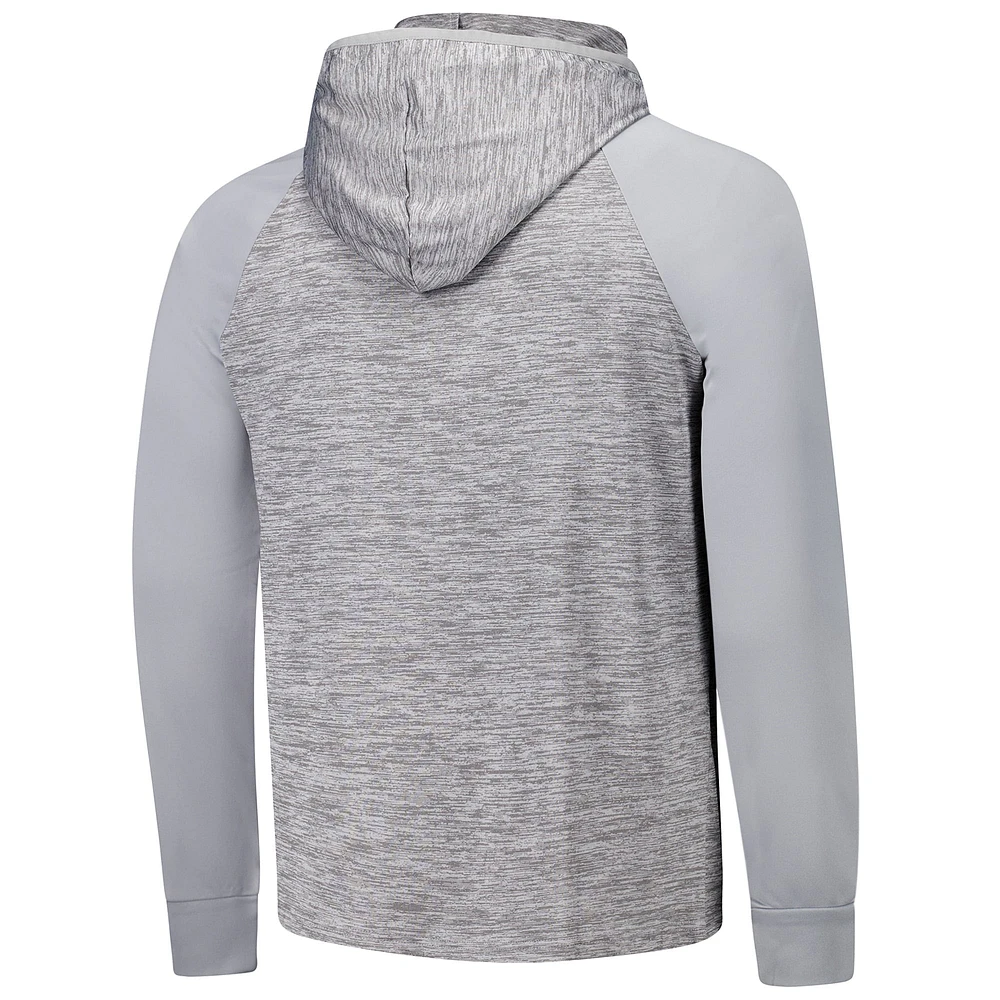 Haut à capuche cybernétique quart de zip et manches raglan pour homme, motif Rainbow Warriors, gris, Colosseum
