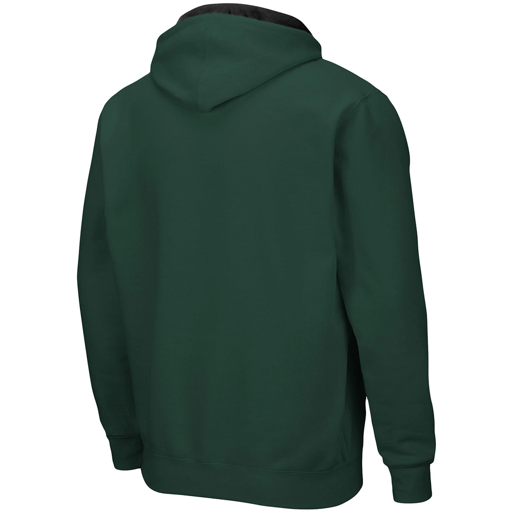 Men's Colosseum Green Hawaii Warriors Arch & Logo 3.0 Full-Zip Hoodie