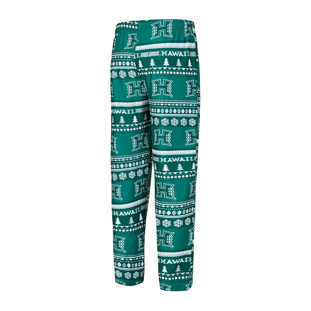 Men's Concepts Sport  Green Hawaii Rainbow Warriors Swivel Long Sleeve T-Shirt & Pants Sleep Set