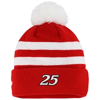 Men's New Era Scarlet Ken Schrader Bud King of Beers Cuffed Knit Hat with Pom