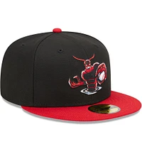 Men's New Era Black/Red Hickory Crawdads Marvel x Minor League 59FIFTY Fitted Hat